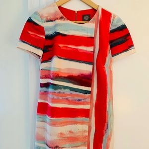 Vince Cameo Watercolor Sheath Dress w/ Exposed Zipper